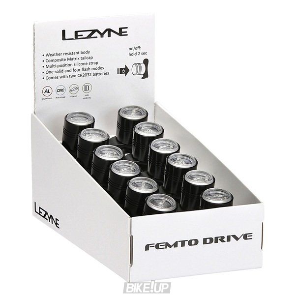 Набір переднього та заднього світла Lezyne FEMTO DRIVE BOX SET PAIR 6+6 штук Чорний 7 люменів Y10